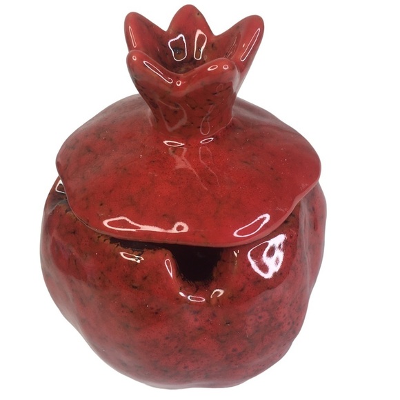 New Pomegranate Sugar Bowl Red with top 3" - Picture 1 of 5